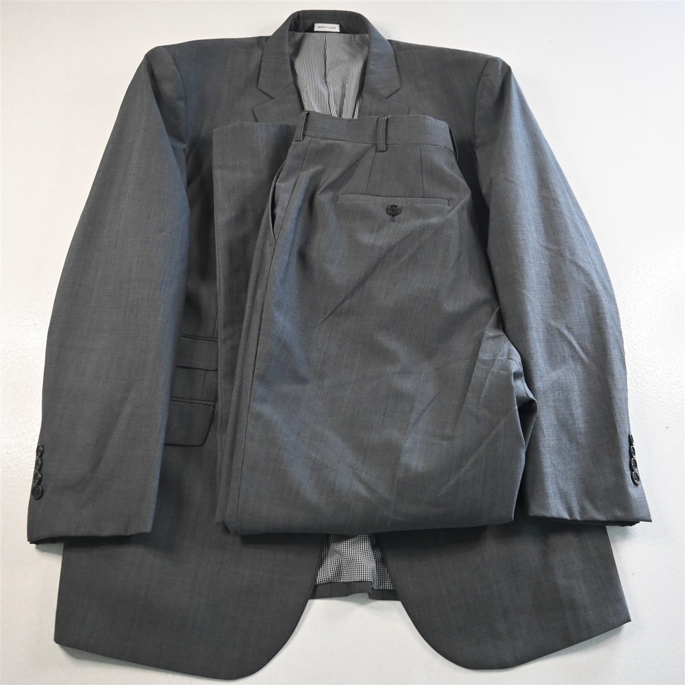 Coogi Luxe 46R 34x32 Gray Wool Sharkskin Mens Jacket Pants Suit‎